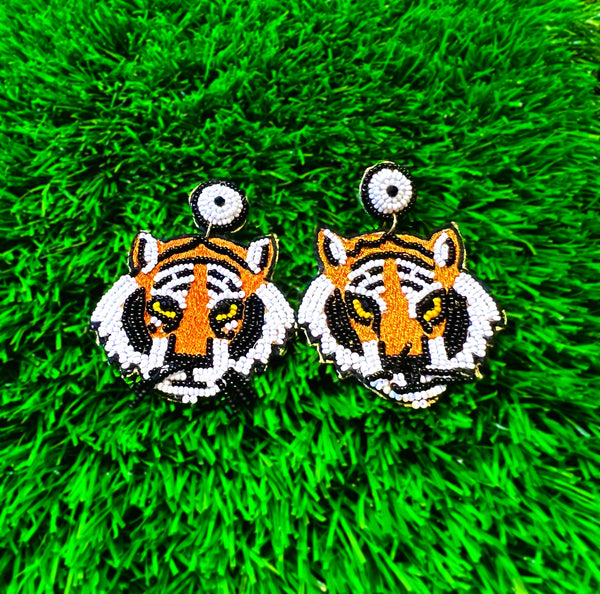 Tiger Seed Bead Earrings
