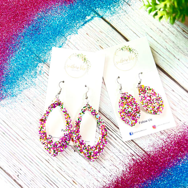 Candy Land Pink Glitter Mommy & Me Earring Set