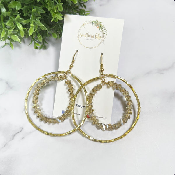 Amber Tinted & Gold Earring Hoops